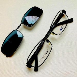 Easyclip O1069 Eyeglasses with Clip On Sunglasses Gunmetal Color